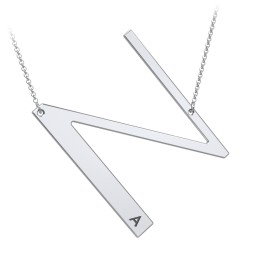 Engravable Asymmetrical Initial Necklace - N