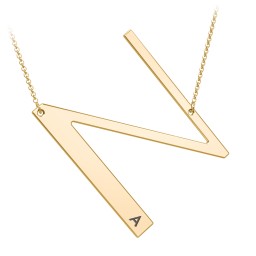 Engravable Asymmetrical Initial Necklace - N