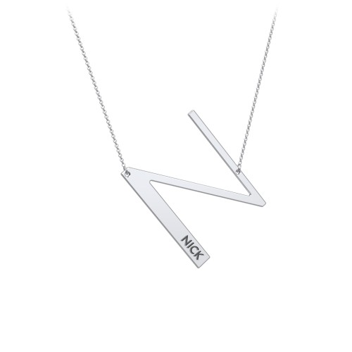 Engravable Asymmetrical Initial Necklace - N