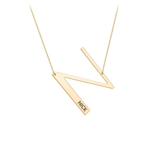 Engravable Asymmetrical Initial Necklace - N – 18K Gold Plated Silver