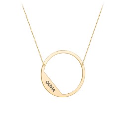 Engravable Asymmetrical Initial Necklace - O in 18K Gold Plated Silver