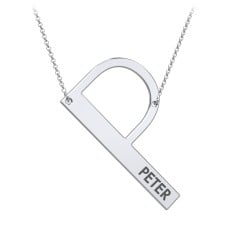 Engravable Asymmetrical Initial Necklace - P