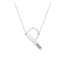 Engravable Asymmetrical Initial Necklace - P