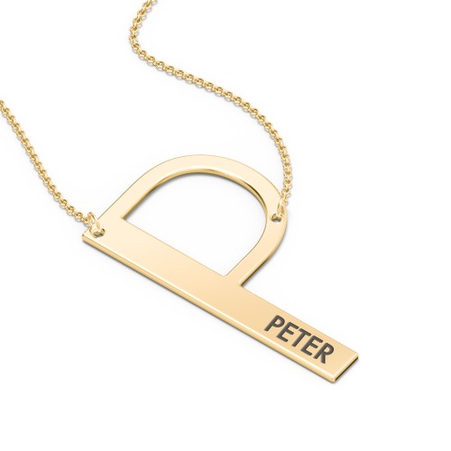 Engravable Asymmetrical Initial Necklace - P – 18K Gold Plated Silver