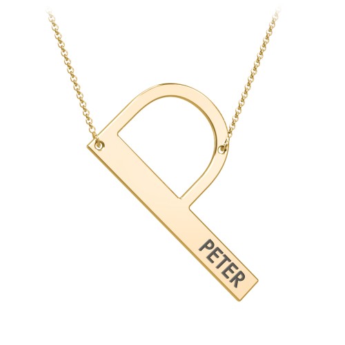 Engravable Asymmetrical Initial Necklace - P – 18K Gold Plated Silver