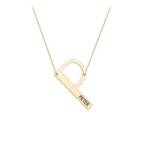 Engravable Asymmetrical Initial Necklace - P – 18K Gold Plated Silver