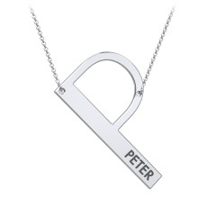 Engravable Asymmetrical Initial Necklace - P – Sterling Silver