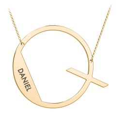 Engravable Asymmetrical Initial Necklace - Q in 18K Gold Plated Silver