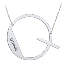 Engravable Asymmetrical Initial Necklace - Q – Sterling Silver