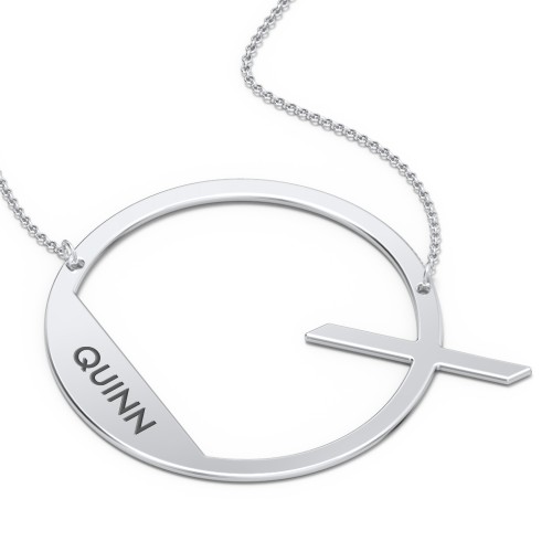 Engravable Asymmetrical Initial Necklace - Q – Sterling Silver