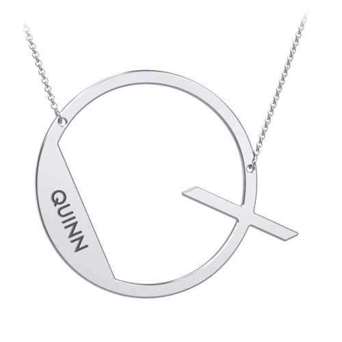 Engravable Asymmetrical Initial Necklace - Q – Sterling Silver