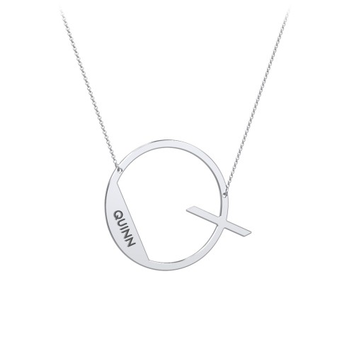 Engravable Asymmetrical Initial Necklace - Q – Sterling Silver