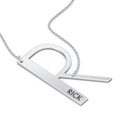 Engravable Asymmetrical Initial Necklace - R – Sterling Silver
