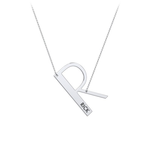 Engravable Asymmetrical Initial Necklace - R – Sterling Silver