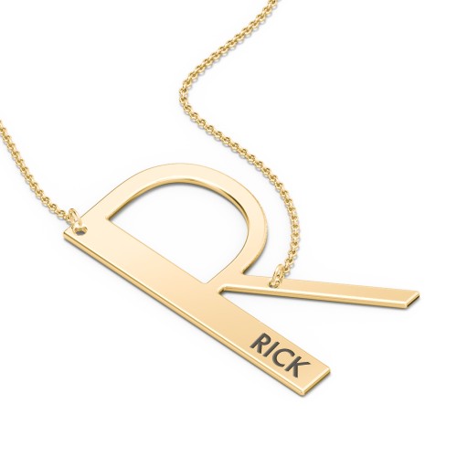 Engravable Asymmetrical Initial Necklace - R – 18K Gold Plated Silver