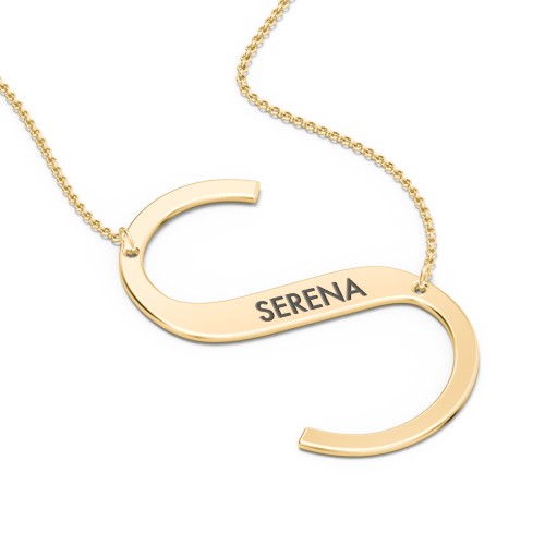 Engravable Asymmetrical Initial Necklace - S – 18K Gold Plated Silver