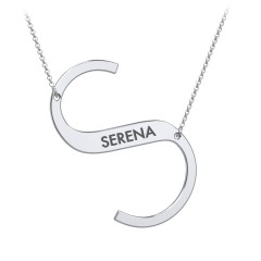 Engravable Asymmetrical Initial Necklace - S – Sterling Silver