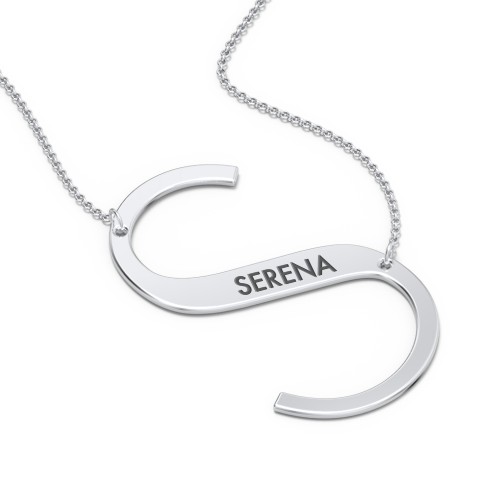 Engravable Asymmetrical Initial Necklace - S – Sterling Silver