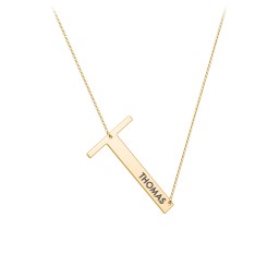 Engravable Asymmetrical Initial Necklace - T in 18K Gold Plated Silver