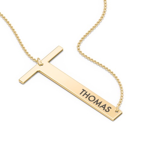 Engravable Asymmetrical Initial Necklace - T – 18K Gold Plated Silver