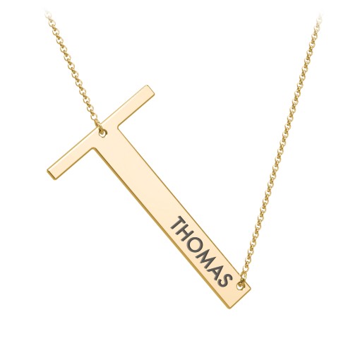 Engravable Asymmetrical Initial Necklace - T – 18K Gold Plated Silver