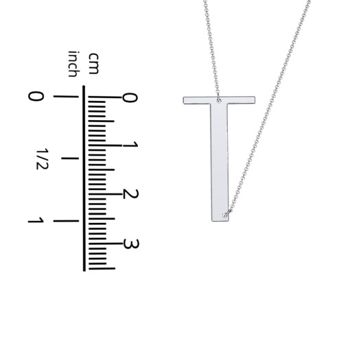 Engravable Asymmetrical Initial Necklace - T – Sterling Silver