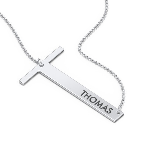 Engravable Asymmetrical Initial Necklace - T – Sterling Silver