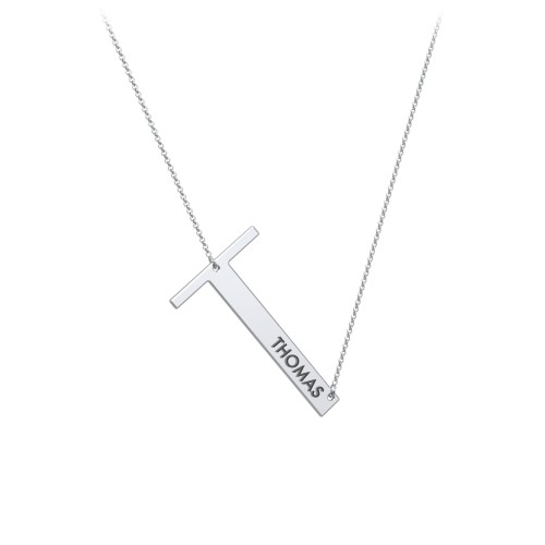 Engravable Asymmetrical Initial Necklace - T – Sterling Silver