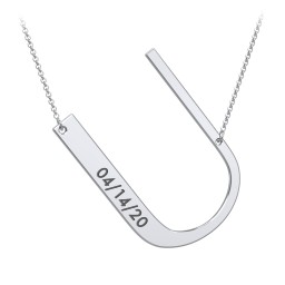 Engravable Asymmetrical Initial Necklace - U