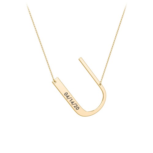 Engravable Asymmetrical Initial Necklace - U – 18K Gold Plated Silver