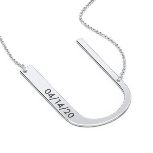 Engravable Asymmetrical Initial Necklace - U – Sterling Silver