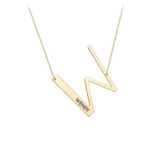 Engravable Asymmetrical Initial Necklace - W – 18K Gold Plated Silver