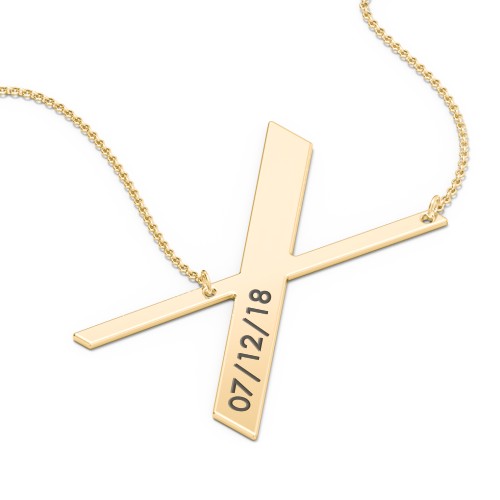 Engravable Asymmetrical Initial Necklace - X – 18K Gold Plated Silver