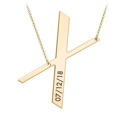 Engravable Asymmetrical Initial Necklace - X – 18K Gold Plated Silver
