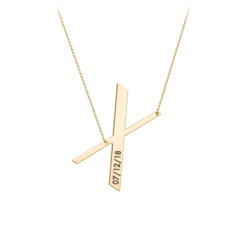 Engravable Asymmetrical Initial Necklace - X – 18K Gold Plated Silver