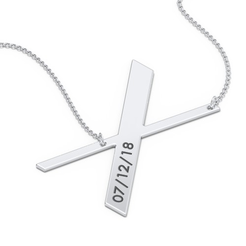 Engravable Asymmetrical Initial Necklace - X – Sterling Silver