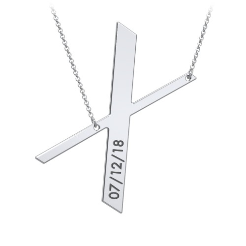 Engravable Asymmetrical Initial Necklace - X – Sterling Silver