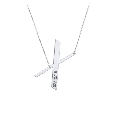 Engravable Asymmetrical Initial Necklace - X – Sterling Silver