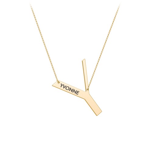 Engravable Asymmetrical Initial Necklace - Y – 18K Gold Plated Silver
