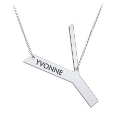 Engravable Asymmetrical Initial Necklace - Y – Sterling Silver