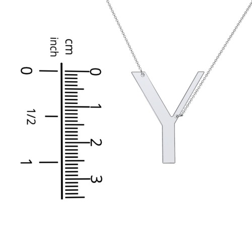 Engravable Asymmetrical Initial Necklace - Y – Sterling Silver