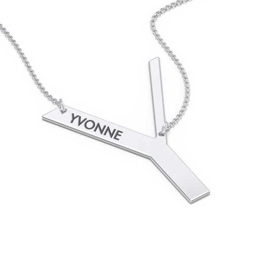 Engravable Asymmetrical Initial Necklace - Y – Sterling Silver
