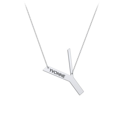 Engravable Asymmetrical Initial Necklace - Y – Sterling Silver