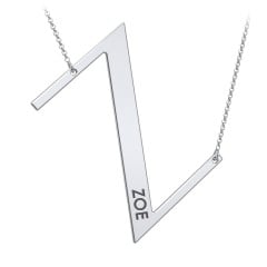 Engravable Asymmetrical Initial Necklace - Z