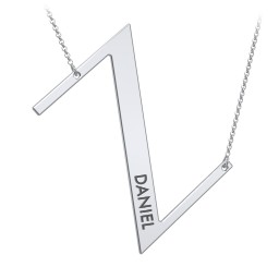 Engravable Asymmetrical Initial Necklace - Z