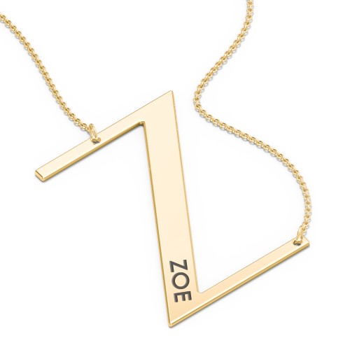 Engravable Asymmetrical Initial Necklace - Z – 18K Gold Plated Silver