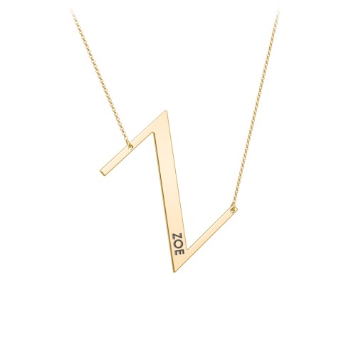 Engravable Asymmetrical Initial Necklace - Z – 18K Gold Plated Silver