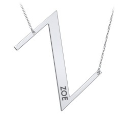 Engravable Asymmetrical Initial Necklace - Z – Sterling Silver