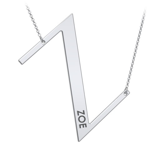 Engravable Asymmetrical Initial Necklace - Z – Sterling Silver
