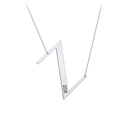 Engravable Asymmetrical Initial Necklace - Z – Sterling Silver